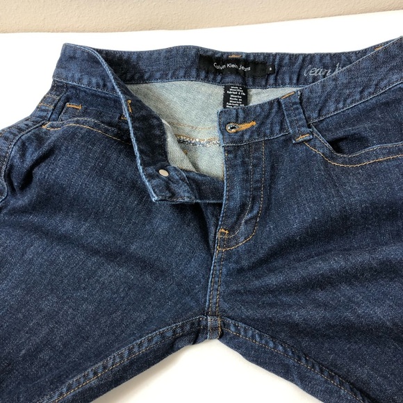 Calvin Klein Jeans Women’s Cotton Blend Mid Rise Lean Bootcut Dark Wash Jeans 6 - Picture 4 of 16